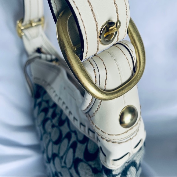 COACH Blue & White Canvas Bucket Bag - Picture 4 of 15